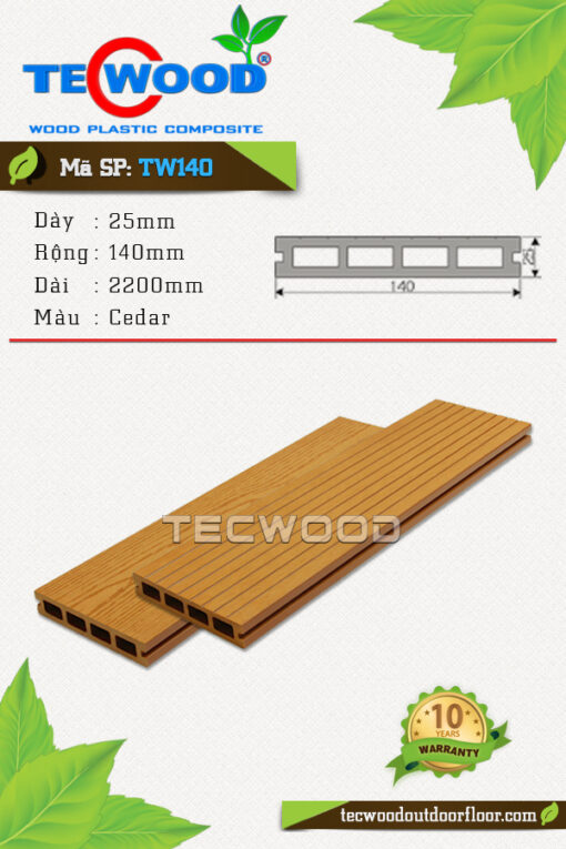 Sàn gỗ nhựa ngoài trời TecWood - TW140 Cedar