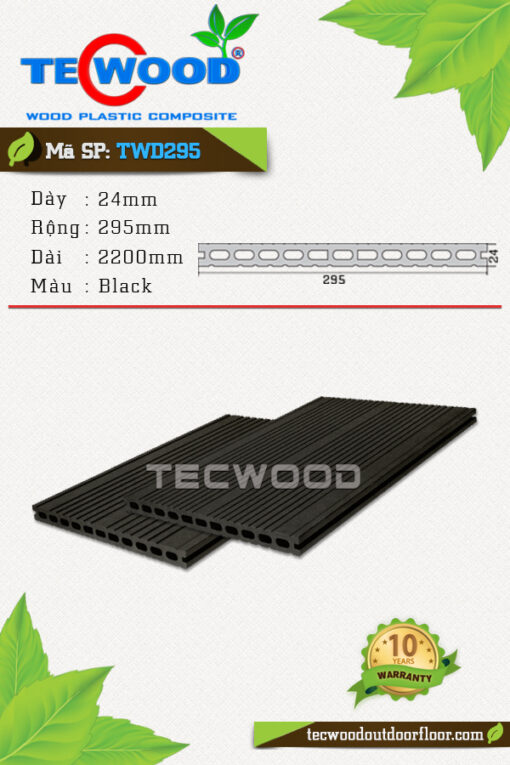 Sàn gỗ nhựa ngoài trời TecWood - TWD295 Black