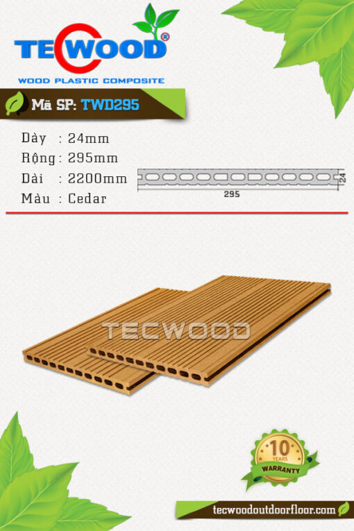 Sàn gỗ nhựa ngoài trời TecWood - TWD295 Cedar