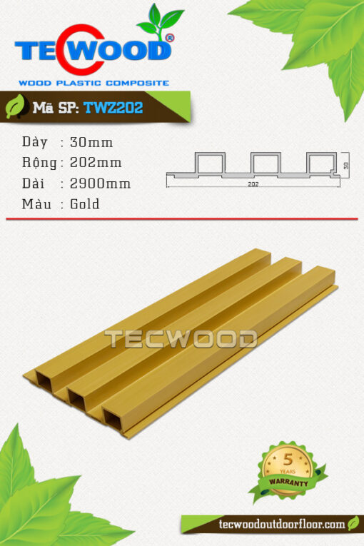 Tấm ốp gỗ nhựa TecWood - TWZ202 Gold