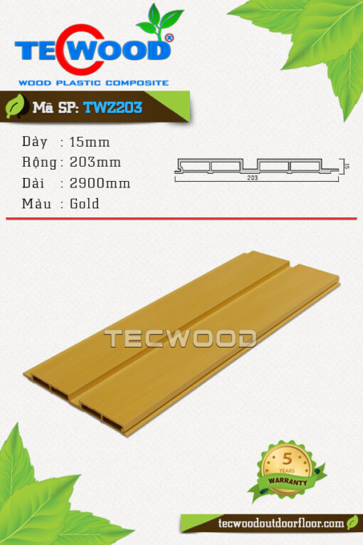 Tấm ốp gỗ nhựa TecWood - TWZ203 Gold