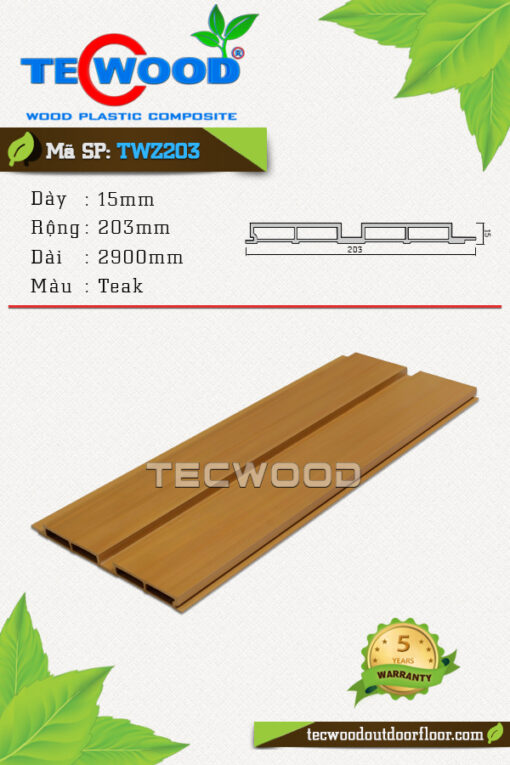 Tấm ốp gỗ nhựa TecWood - TWZ203 Teak