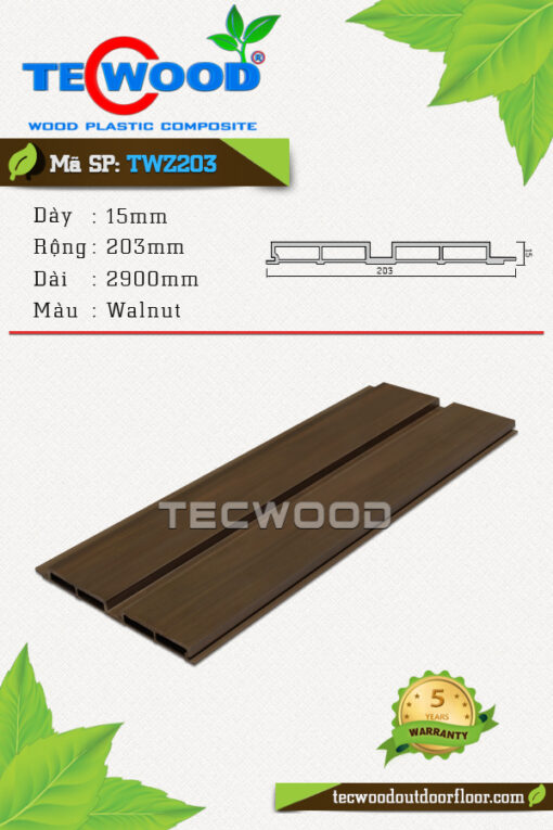 Tấm ốp gỗ nhựa TecWood - TWZ203 Walnut