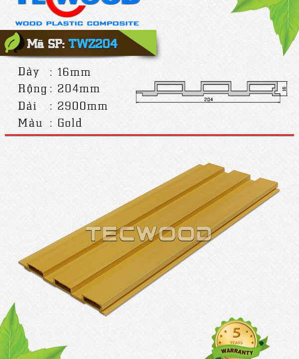 Tấm ốp gỗ nhựa TecWood - TWZ204 Gold