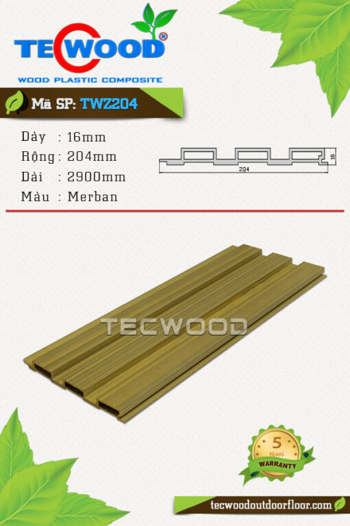 Tấm ốp gỗ nhựa TecWood - TWZ204 Merban
