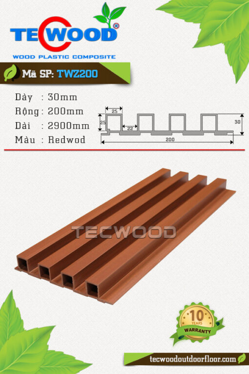Tấm ốp gỗ nhựa TecWood - TWZ200 Redwood