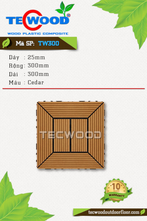 Tấm vỉ gỗ nhựa TecWood - TW300 Cedar