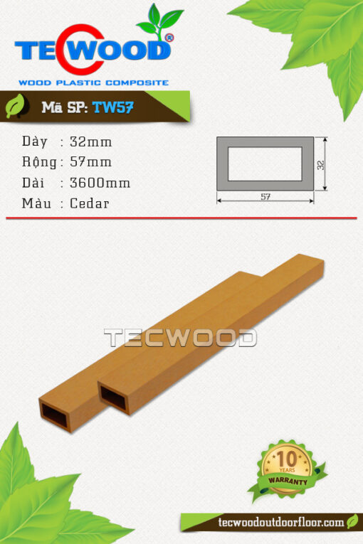 Thanh lam gỗ nhựa TecWood - TW57 Cedar