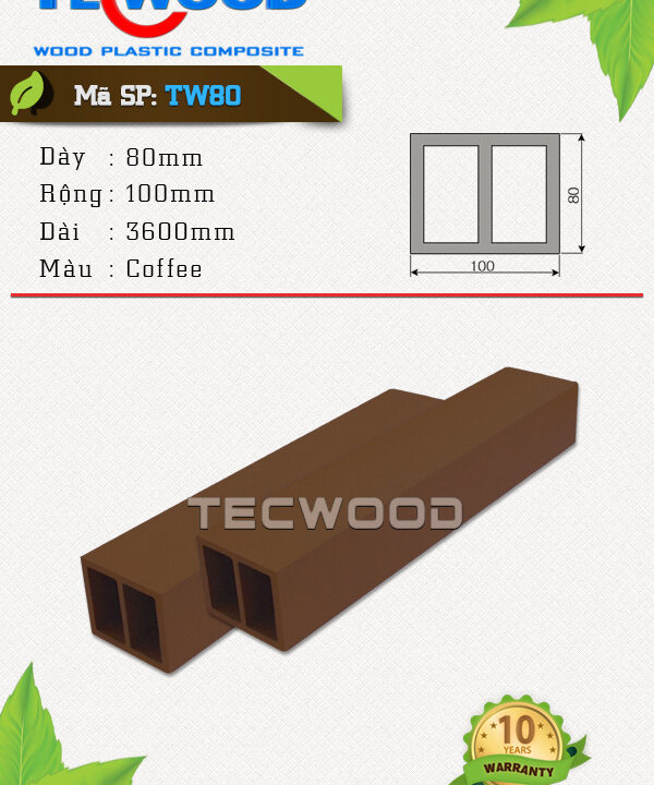 Thanh lam gỗ nhựa TecWood - TW80 Coffee