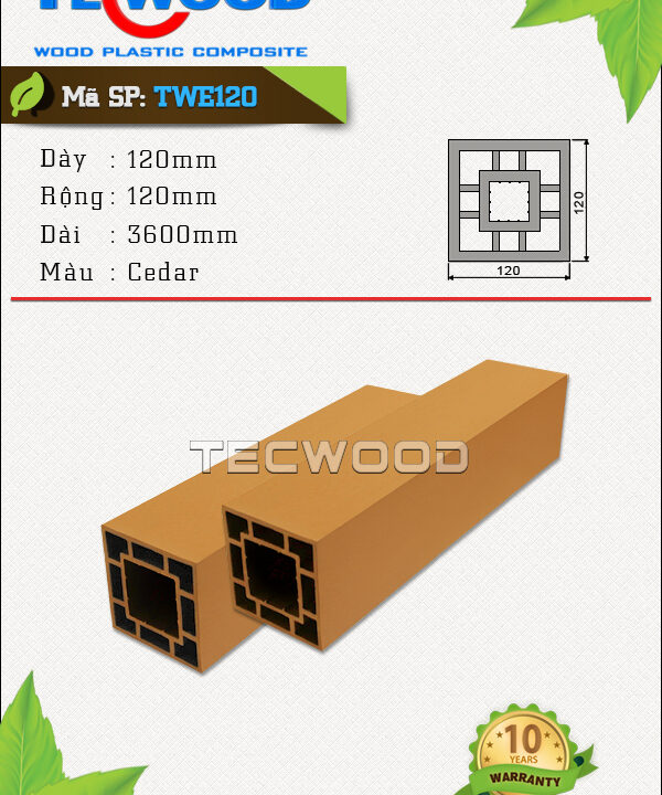 Trụ cột gỗ nhựa TecWood - TWE120 Cedar