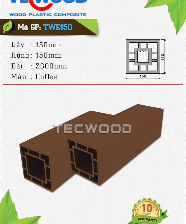 Trụ cột gỗ nhựa TecWood - TWE150 Coffee
