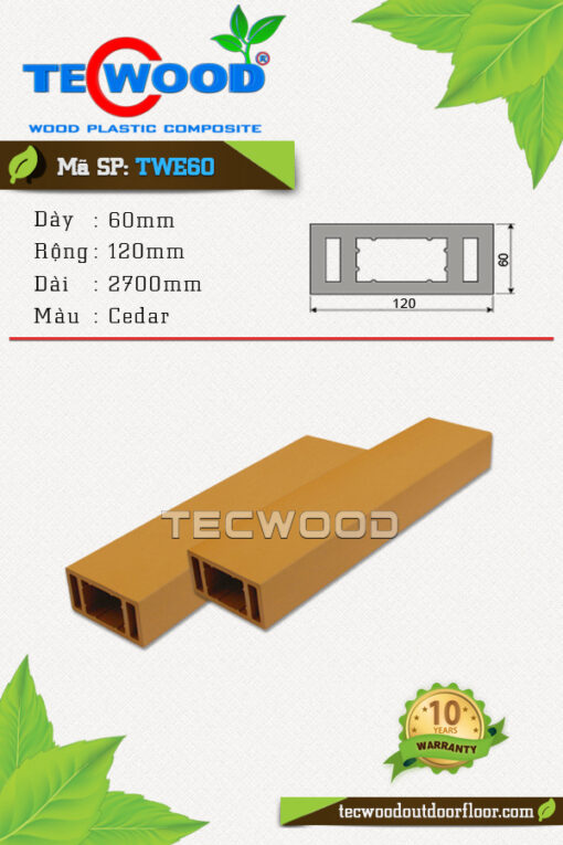 Thanh lam gỗ nhựa TecWood -TWE60 Cedar