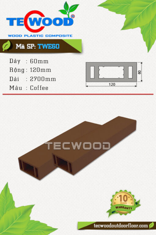 Thanh lam gỗ nhựa TecWood -TWE60 Coffee