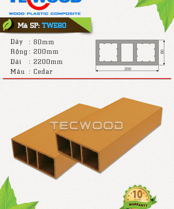 Thanh lam gỗ nhựa TecWood - TWE80 Cedar