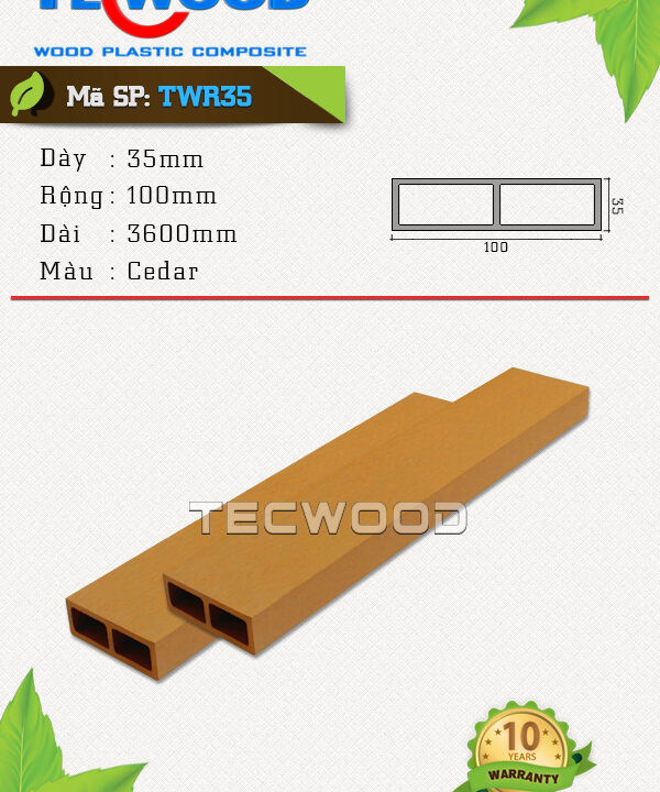 Thanh lam gỗ nhựa TecWood - TWR35 Cedar