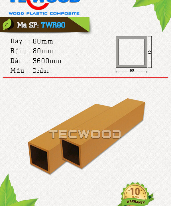 Trụ cột gỗ nhựa TecWood - TWR80 Cedar
