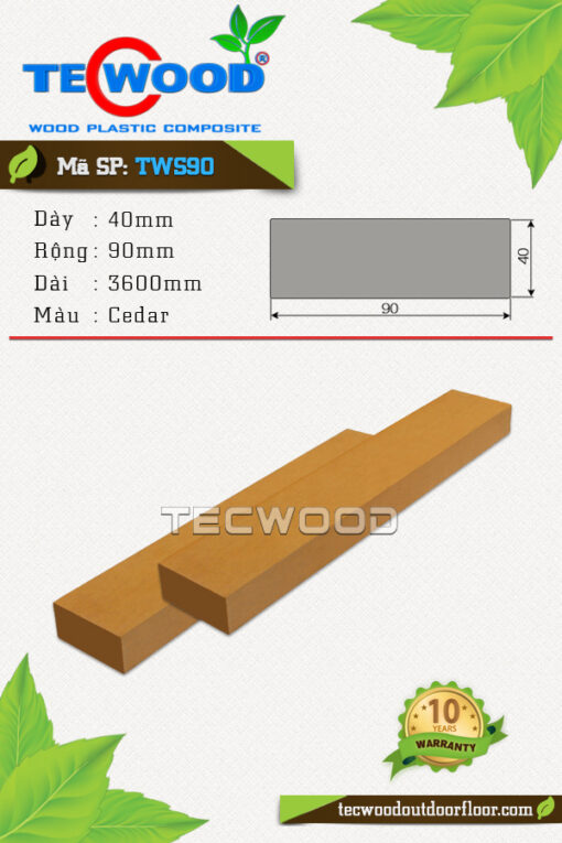 Thanh lam gỗ nhựa TecWood -TWS90 Cedar
