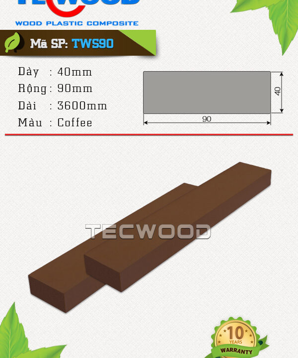 Thanh lam gỗ nhựa TecWood -TWS90 Coffee