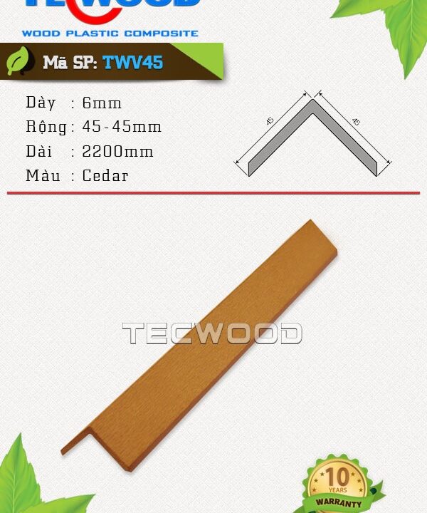 Nẹp V gỗ nhựa TecWood - TWV45 Cedar