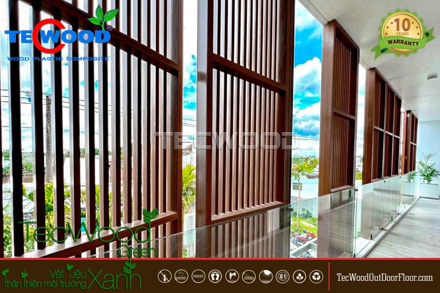 Lam che nắng mặt tiền bằng gỗ nhựa